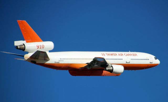 McDonnell Douglas DC-10 (N450AX) - Air Tanker 910 departs for the Bagley Fire Complex in Shasta County.