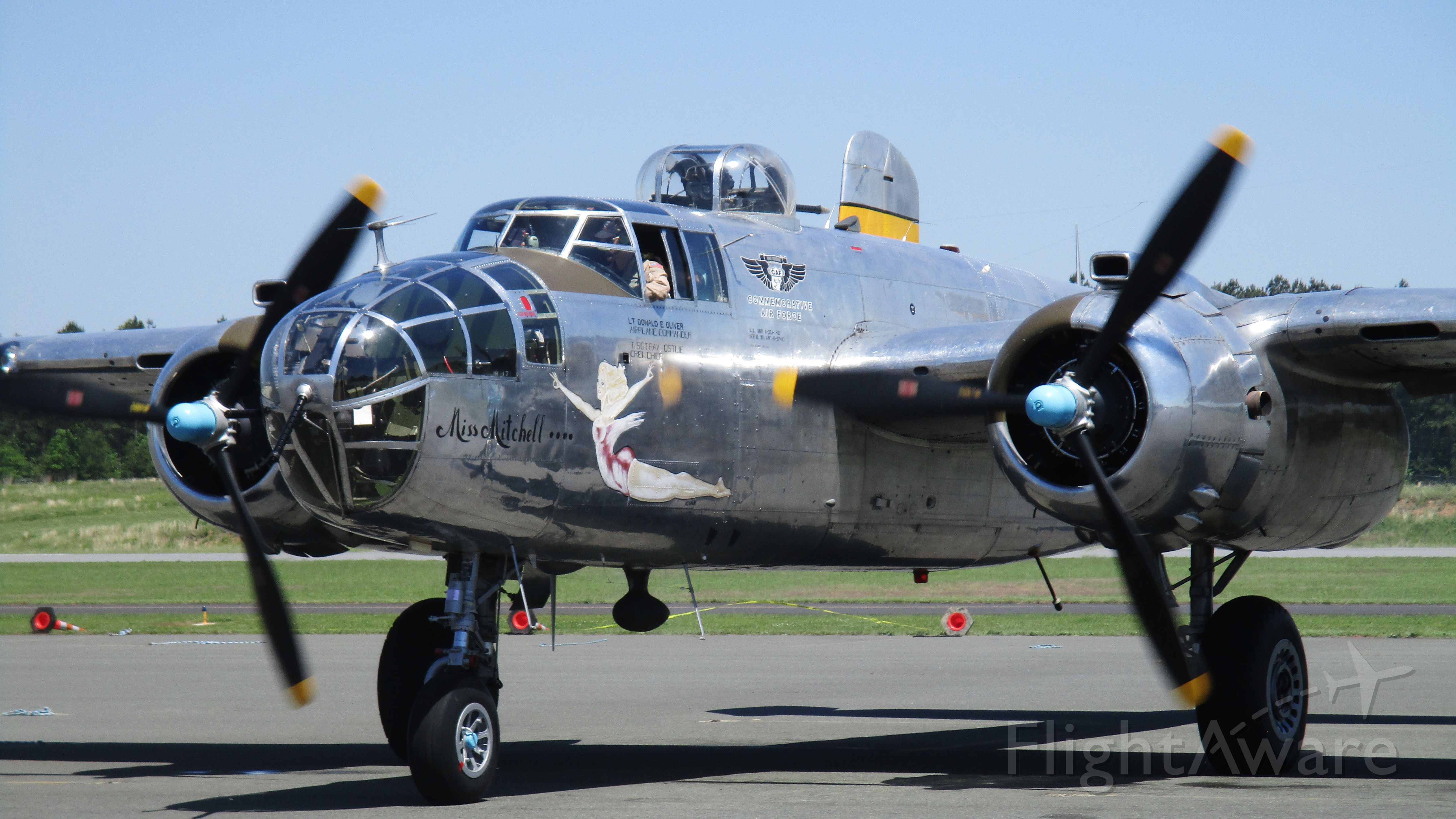 North American TB-25 Mitchell (N27493) - Close up! B-25 "Miss Mitchell" at the Commemorative Air Force fly-in at Raleigh Executive Jetport (TTA), Sanford, NC 5/14/17