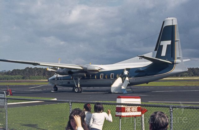 FAIRCHILD HILLER FH-227 (VH-TQP) - Wynyard, Tasmania, November 1974. Again Fokker not Fairchaild and this is an F27-600QC.