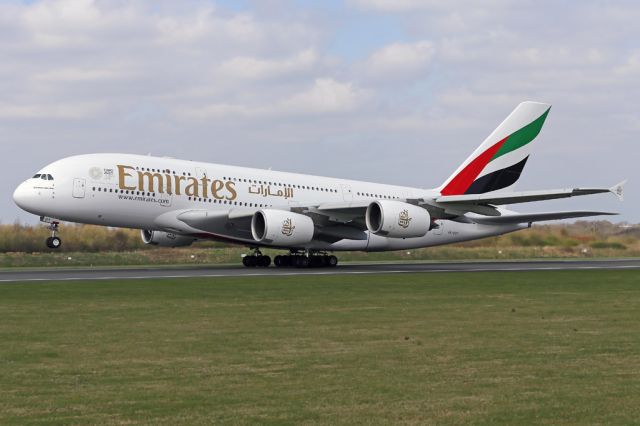 Airbus A380-800 (A6-EDT) - Second Emirates of the day, EK18, departs to Dubai.