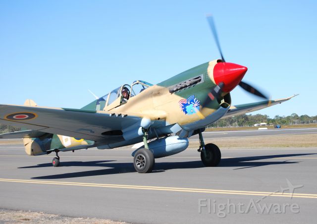 VH-KTY — - Curtis P40 taxying for departure at Bundaberg Queensland