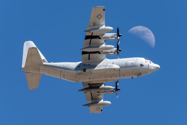 Lockheed C-130 Hercules (16-7111) - KC-130J of the VMGR-234 "Rangers" passes in front of the moon at NAS Fort Worth JRB.