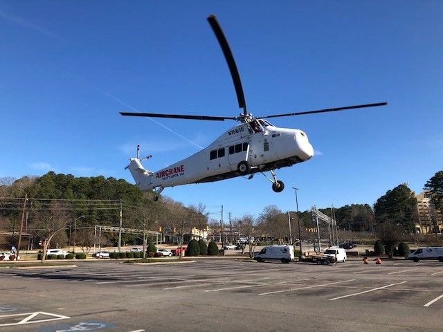 N758AC — - Air Crane Atlanta lifts off from Crabtree Valley Mall parking lot to do a lift in the Raleigh area.
