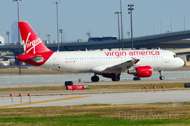 Airbus A320 (N632VA) - Virgin America - N632VA - A320 - Departing KDFW 11/19/2013