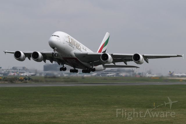 Airbus A380-800 (A6-EES) - A relatively short take-off run for the morning Emirates departure to Dubai, UAE22.
