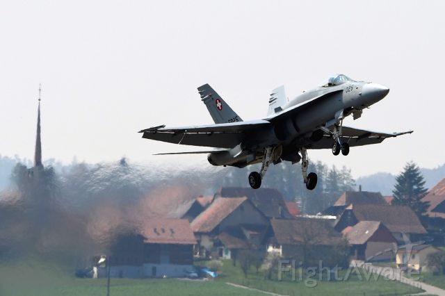 McDonnell Douglas FA-18 Hornet (J5025) - McDonnell Douglas F/A-18 Hornet J-5025, Swiss Air Force, leaving Payerne Air Base (04/12/2019)br /The name of the small village is Bussy (FR) 