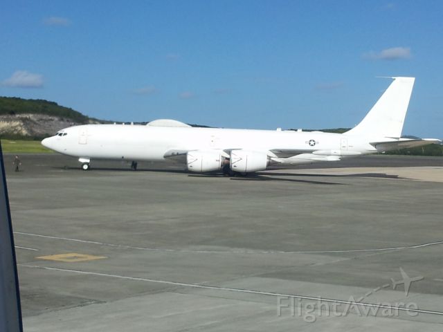 — — - Navy E-6B Tacamo plane at St. Criox AVI taken from my plane.