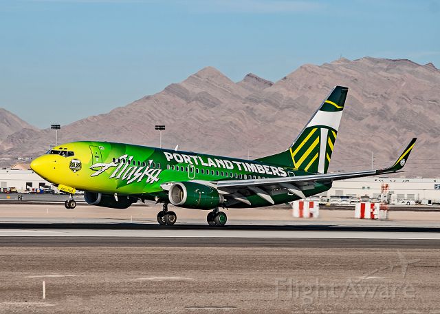 Boeing 737-700 (N607AS) - Boeing 737-790(WL) in Portland Timbers livery, landing at McCarran Airport Las Vegas, NV.