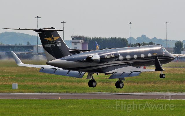 Gulfstream American Gulfstream 2 (N666SA) - weststar n666sa g-2 about to land at shannon 25/7/14.