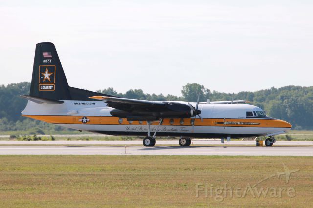 FAIRCHILD HILLER FH-227 (8501608) - The US Army Golden Knights arriving in their Fokker F27 (US Army C-31A 85-01608, c/n 10668) for the 2016 Toledo Air Show on 15 Jul 2016.