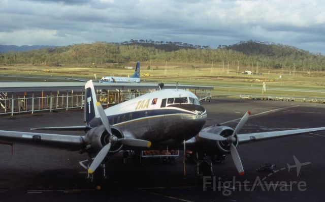 Douglas DC-3 (P2-SBL) - TAA Airlines of New Guinea Dc3 P2-SBL at Port Moresby Airport in December 1974.