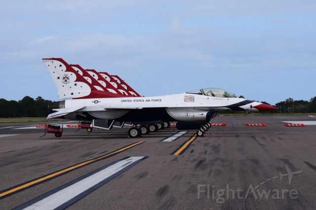 Lockheed F-16 Fighting Falcon — - Thunderbirds on flight line prior to the show. First Annual Lockheed Martin Space And Airshow 1NOV20