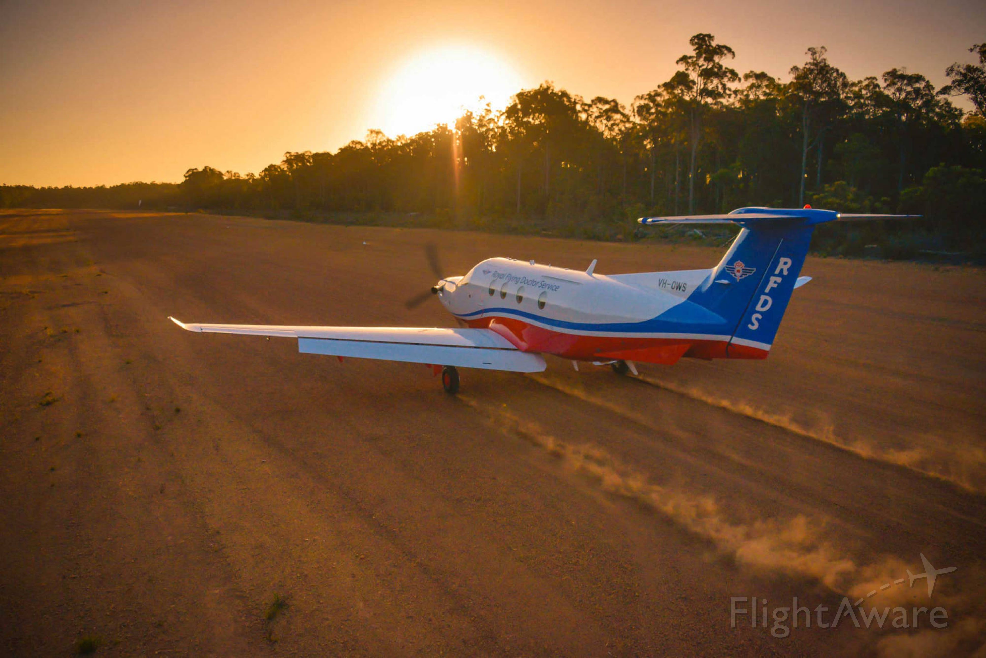 Pilatus PC-12 (VH-OWS) - Royal Flying Doctor Service on a late evening departure from Outback Western Australia