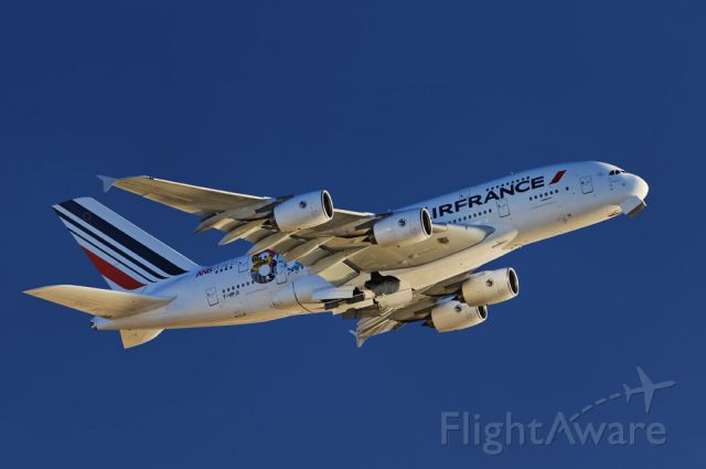 F-HPJI — - An Air France operated Airbus A380-861 superjumbo in special "80 years" anniversary livery, takes to the skies in the late afternoon, after liftoff from the Los Angeles International Airport, LAX, in Westchester, Los Angeles, California