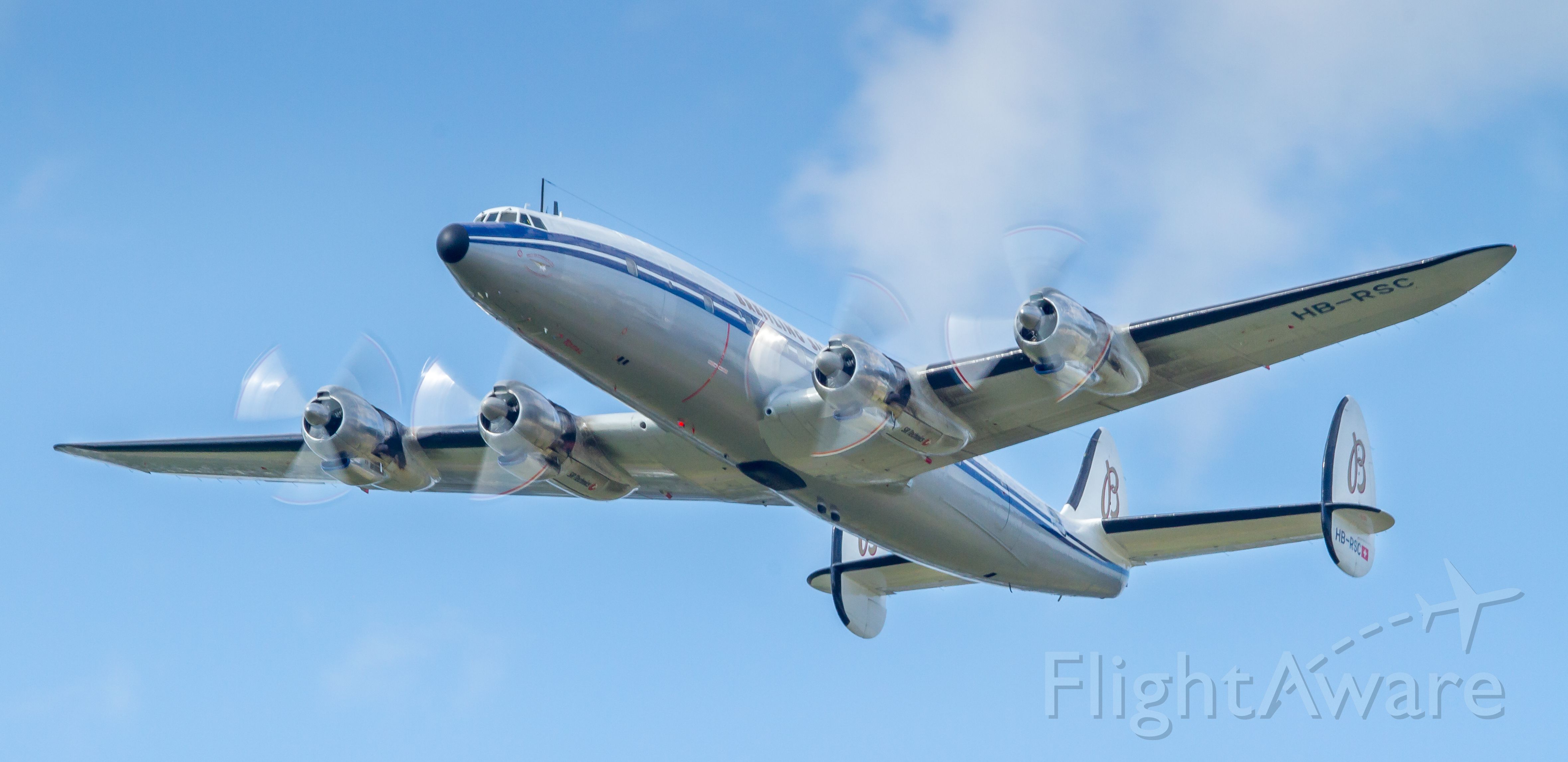 HB-RSC — - The Breitling Super Constellation does a flyby at Farnborough 2014