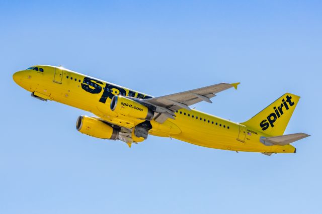 Airbus A320 (N603NK) - A Spirit Airlines A320 taking off from PHX on 2/9/23 during the Super Bowl rush. Taken with a Canon R7 and Tamron 70-200 G2 lens.
