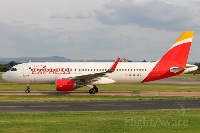 Airbus A320 (EC-LUS) - EC-LUS Iberia Express Airbus A320 just landed in Manchester on flight IB3692 from Madrid at 17:20 on Thursday 30/08/18