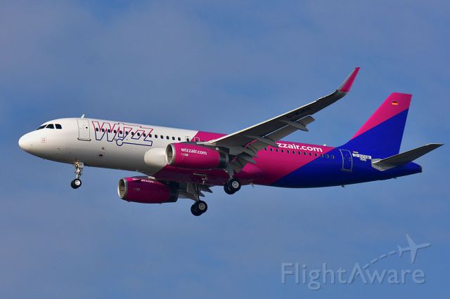 Airbus A320 (G-WUKB) - FIRST FLIGHT of the Airbus A320-232SL for WIZZ AIR UK with nice sharklets and s/n 8151 with Test Registration D-AVVW, seen in Hamburg Finkenwerder (02-19-2018), First Flight Time: 2 h 5 min