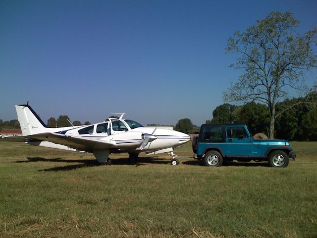 Beechcraft 55 Baron (N377W) - Private Farm, Dandridge TN, Smoky Mountain Airpark, 3000ft RWY - In tow to runway