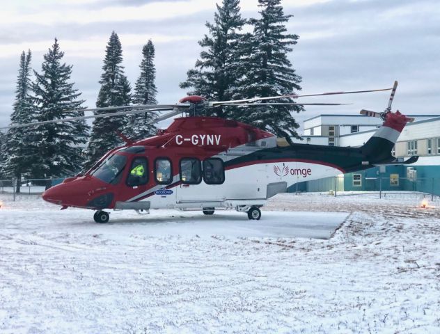 C-GYNV — - Ontario air ambulance (Ornge) on hospital helipad at Moose Factory, Ontario, Canada. Leonardo (Agusta/Westland) AW139. 12 Nov 2020.
