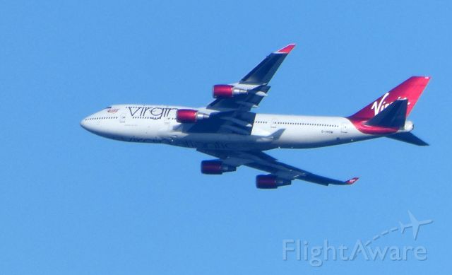 Boeing 747-400 (G-VROM) - On approach is this 2001 Virgin Atlantic Boeing 747-443 in the Autumn of 2019.