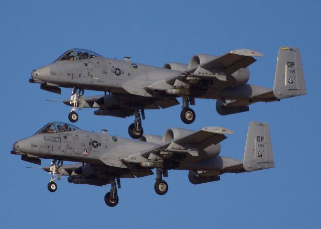 Fairchild-Republic Thunderbolt 2 (80-0171) - A pair of A-10 Thunderbolt IIs (or more commonly called the Warthog) from 47th Fighter Squadron return home to Davis-Monthan AFB after an afternoon sortie (please view in "full" for highest image quality)