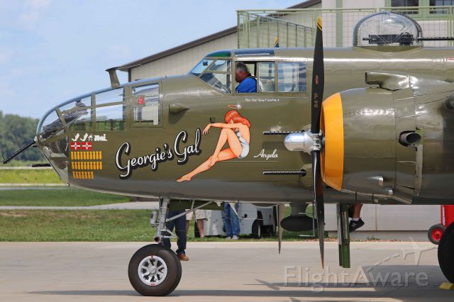 North American TB-25 Mitchell (N345BG) - A familiar but welcome sighting as always. Georgie’s Gal was seen at the Liberty Aviation Museum Port Clinton Municipal Airport on 5 Aug 2017.