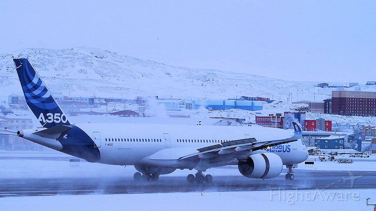 Airbus A350-900 (F-WZGG) - Cold weather testing at the Iqaluit airport. January 2014. A350-900. A350-XWB