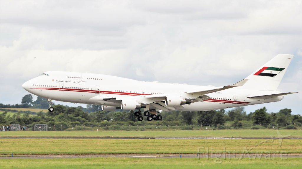 Boeing 747-400 (A6-HRM) - dubai air wing b747-422 a6-hrm landing at shannon from abu dhabi 10/7/21.