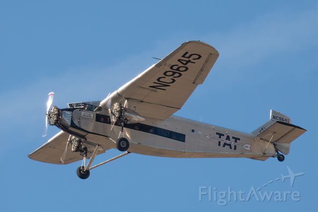 Ford Tri-Motor (N9645) - "City of Wichita" flying around the city of Tucson, Arizona