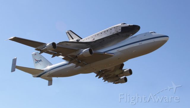 N911NA — - NASA Boeing 747-100SR Shuttle Carrier Aircraft over EFD carrying Rockwell International Space Shuttle Endeavour OV-105