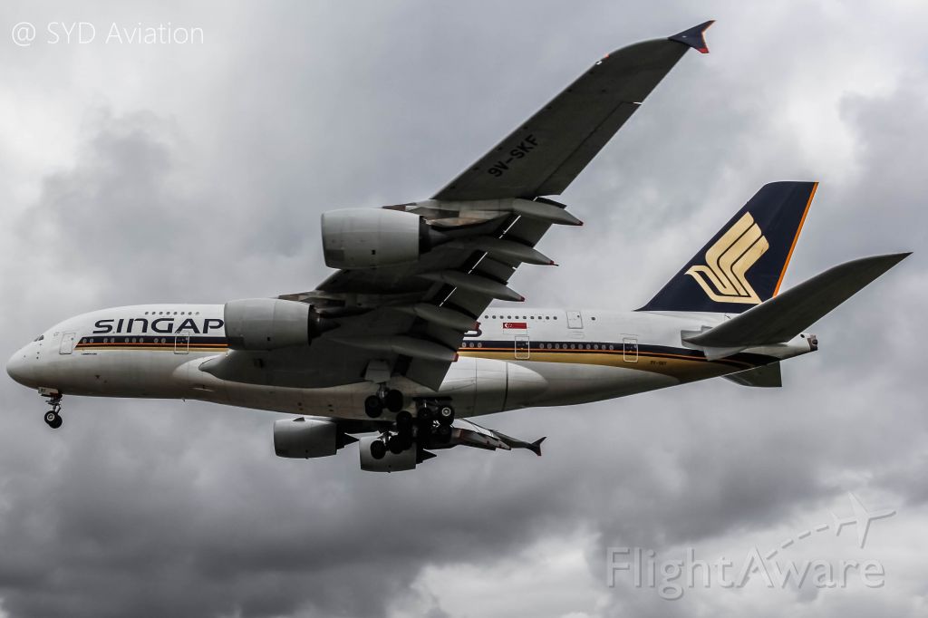 Airbus A380-800 (9V-SKF) - Singapore Airlines A380-800 on final into 16R at Sydney Airport using my wide angle lens