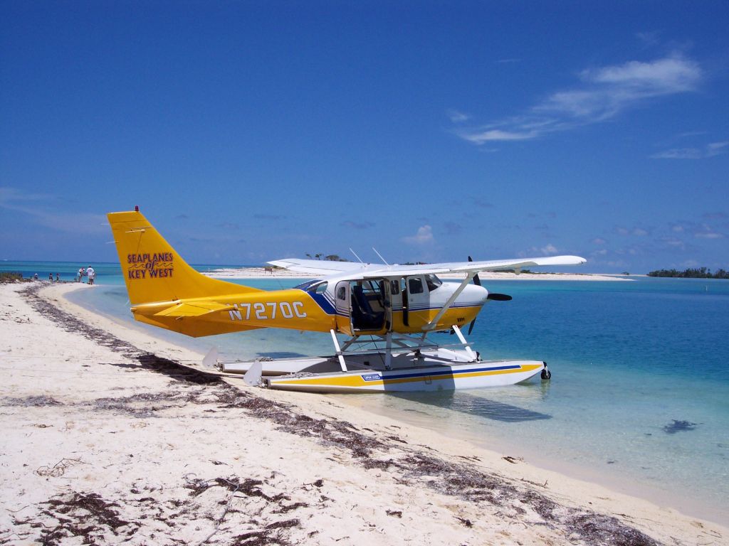 Cessna 206 Stationair (N7270C) - A stationair on the beach at Fort Jefferson on the dry tortugas 70 miles west of key west Fl. in the gulf of Mexico.
