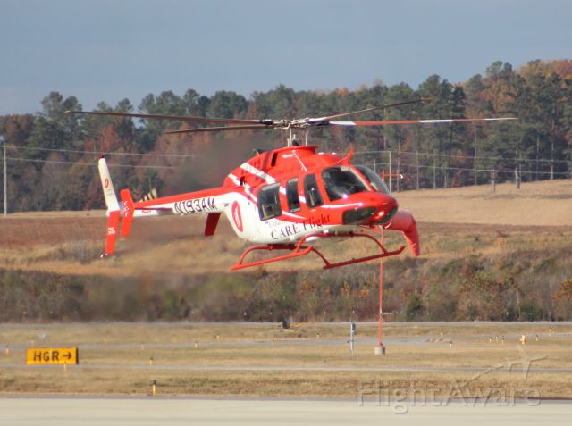 Bell 407 (N193AM) - A Bell 407 Care Flight belonging to Childrens Hospital of Alabama preparing to touch down at Huntsville Executive Airport, Meridianville, AL - November 22, 2016.
