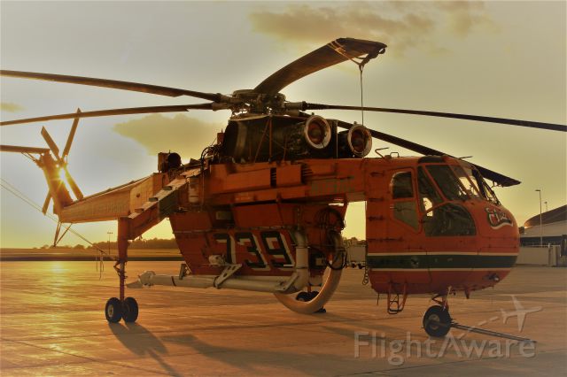 Sikorsky CH-54 Tarhe (N179AC) - Sun setting on the Sky Crane