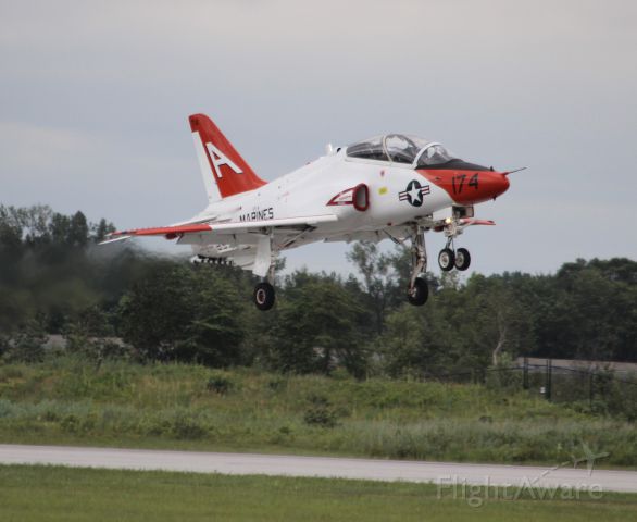 — — - T-45 Hawk taking off from Runway 30 at Gary Regional Airport.