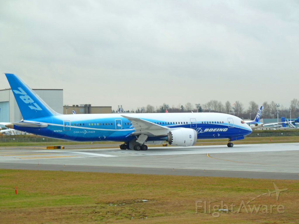 N787BA — - 1-29-2011 Boeing Dreamliner (Testing) 787-8, N787BA, ZA001 about to take off at Paine Field, Everett, Washington  ||||  Photo by Bruce McKinnon