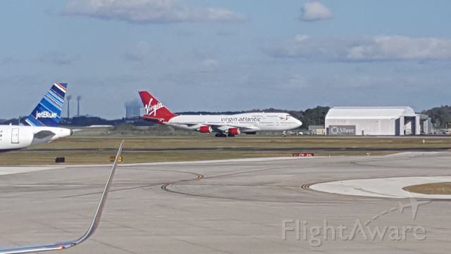 Boeing 747-400 (G-VROM) - Just arrived from MAN Manchester UK at KMCO  Orlando International Airport as Flight VS 573 17Nov2017.