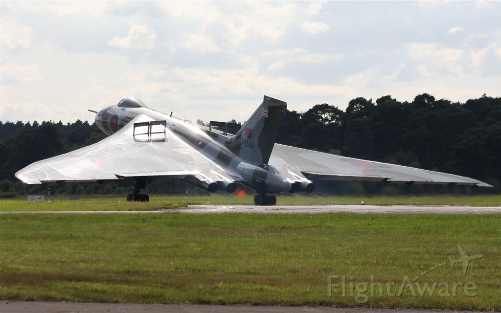 XH558 — - Landing after performing a display at Farnborough International Airshow 2012.