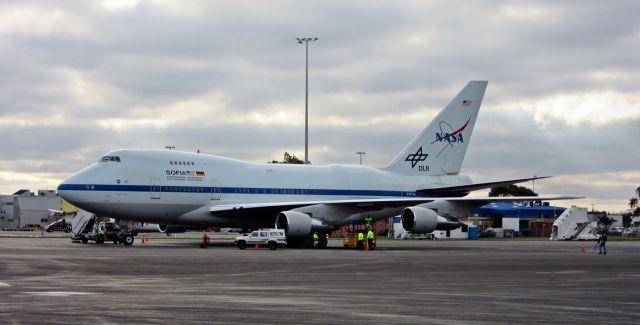 BOEING 747SP (N747NA) - NASA Sofia on the tarmac between flights, Christchurch New Zealand, June 2015.