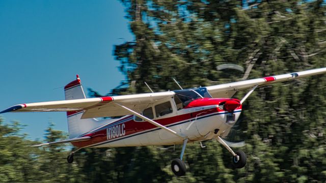 Cessna Skywagon 180 (N180LC) - Short final at Roche Harbor Airport - Near East end windsock