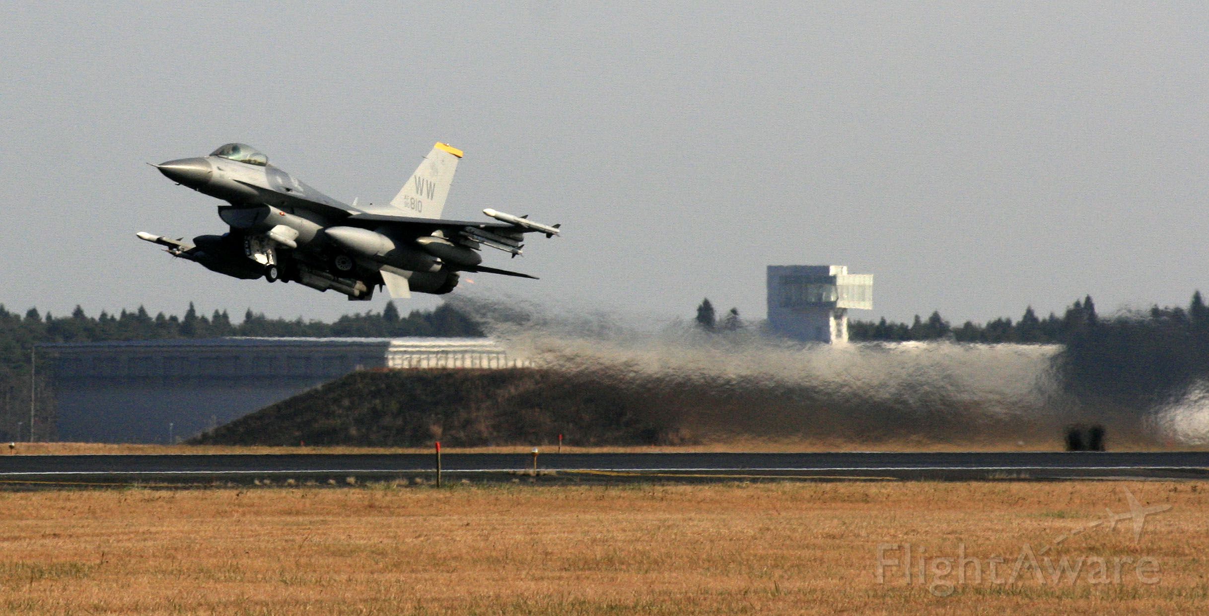 — — - F-16-Falcon taking off from Misawa