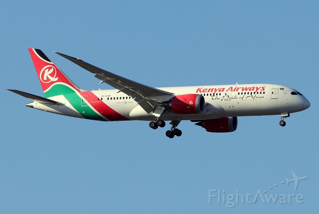 Boeing 787-8 (5Y-KZD) - 'Kenya 002' arriving from Nairobi on 31L    (4/22)