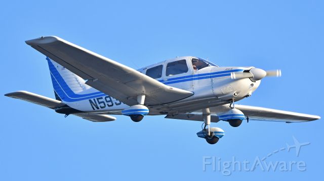 Piper Cherokee (N5932F) - Piper PA-28 (N5932F) arrives at KRDU Rwy 23R on 12/04/2019 at 4:15 pm.
