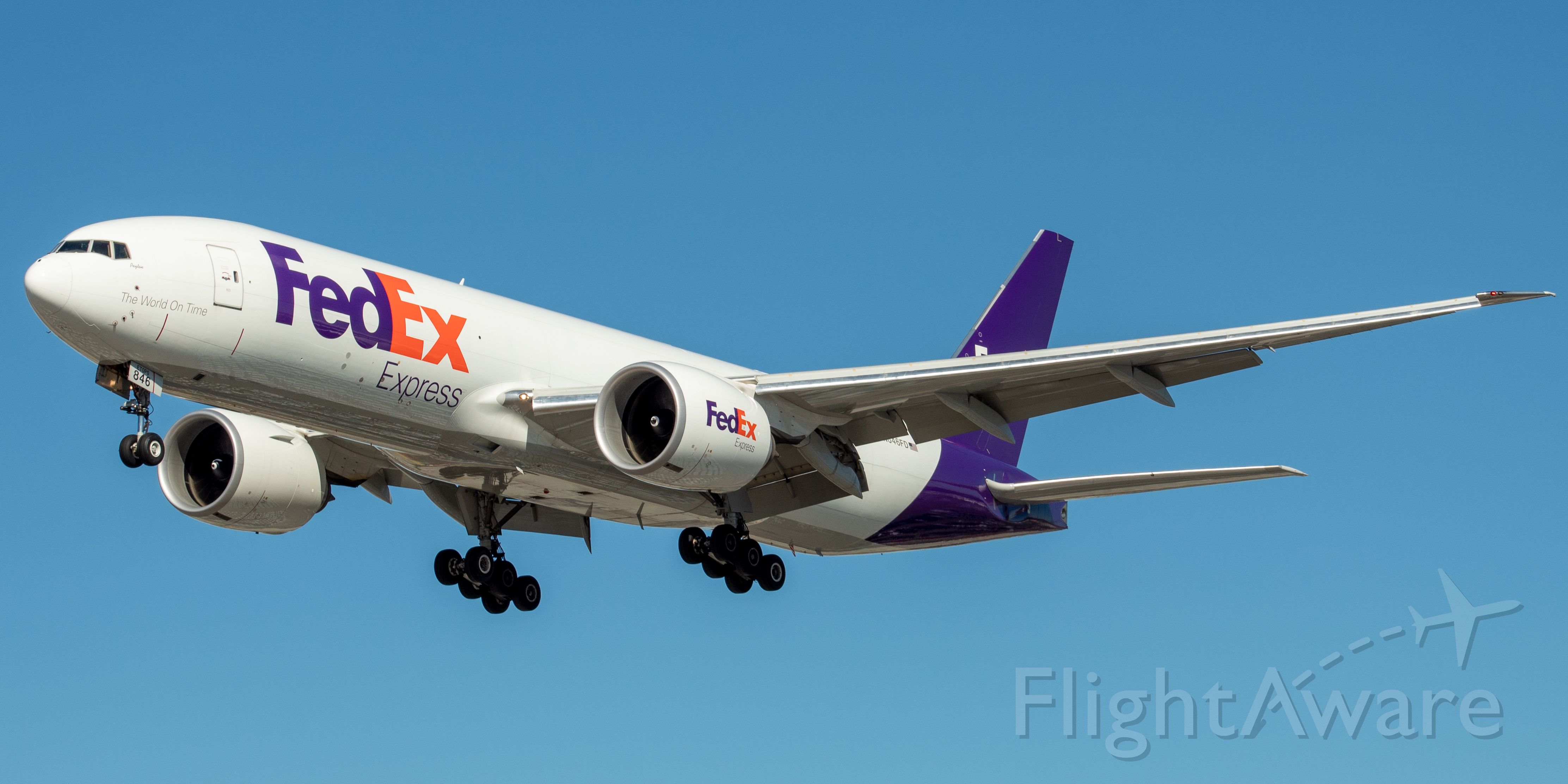 BOEING 777-200LR (N846FD) - FedEx Boeing 777-F arriving from Los Angeles landing on runway 29 at Newark on 9/26/21.