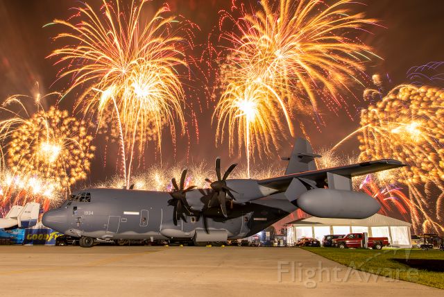 Lockheed C-130 Hercules (00-1934) - "Never Seen, Always Heard." The EC-130J Commando Solo II of the 193rd Special Operations Wing, Pennsylvania ANG, rests under the celebratory skies over Wittman Regional Airport with another successful EAA Airventure in the books. It was absolute treat to see this rare aircraft, used for psychological warfare, up close and personal at Oshkosh.