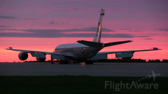 Boeing RC-135 — - United States Air Force Boeing RC-135V parked at Gander International during sundown.