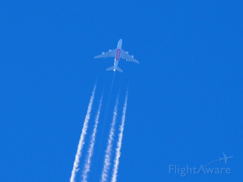 Airbus A380-800 — - EK414 crosses over Perth at FL370 en-route from DXB to SYD